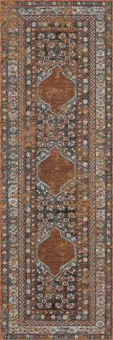 Isolated view of Brown Runner Liamara Traditional Medallion Indoor/Outdoor Rug, showcasing its design