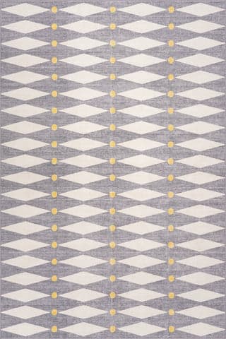Isolated view of Grey Rectangle Vanu Diamond Washabe Rug, showcasing its design