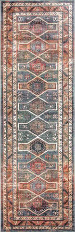 Isolated view of Blue Runner Vintage Victorian Rug, showcasing its design