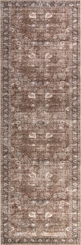 Isolated view of Brown Runner Bayberry Spill Proof Vintage Washable Rug, showcasing its design