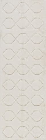 Isolated view of Off White Runner Rhythm Diamond Plush Cloud Washable Rug, showcasing its design