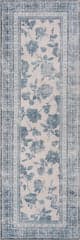 Isolated view of Teal Runner Boscage Floral Washable Rug, showcasing its design