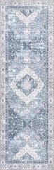 Isolated view of Blue Rectangle Gianna Blossom Spill Proof Washable Rug, showcasing its design