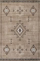 Isolated view of Taupe Rectangle Poppy Persian Spill Proof Washable Rug, showcasing its design