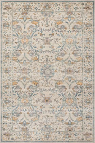 Isolated view of Beige Runner Alinae Floral Washable Rug, showcasing its design