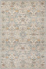 Isolated view of Beige Runner Alinae Floral Washable Rug, showcasing its design