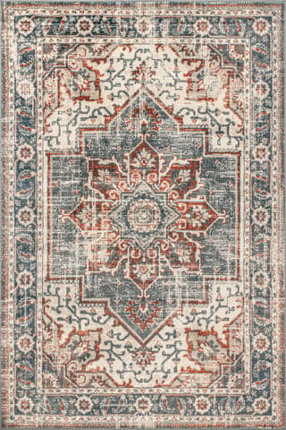 Isolated view of Blue Rectangle Helios Medallion Rug, showcasing its design