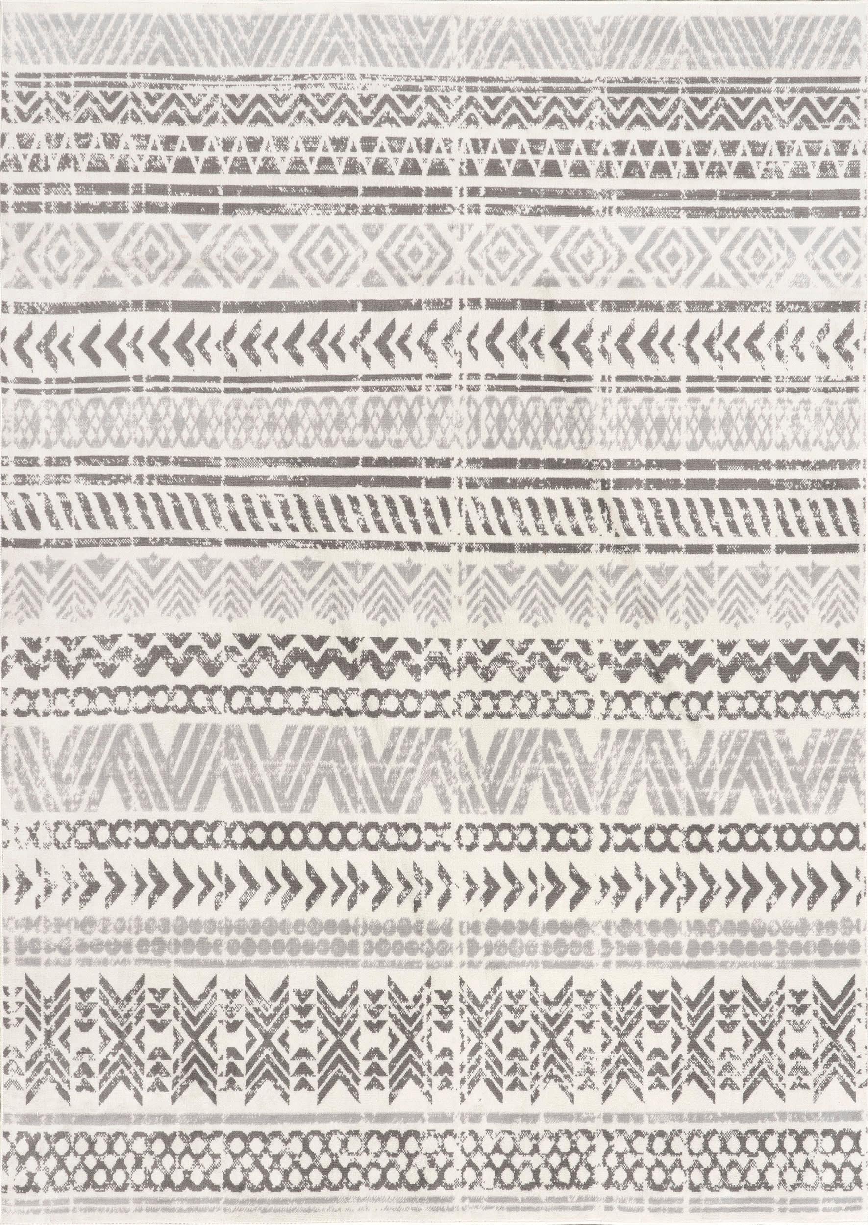 Emma Banded Geometric Rug | Light Grey – Rugs USA