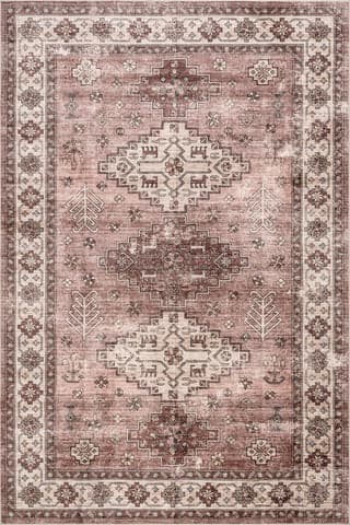 Isolated view of Blush Rectangle Barbary Distressed Spill Proof Washable Rug, showcasing its design