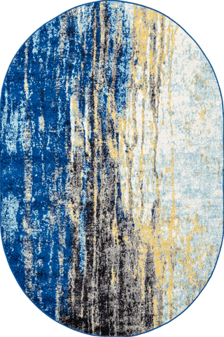 Isolated view of Blue Oval Serene Waterfall Rug, showcasing its design