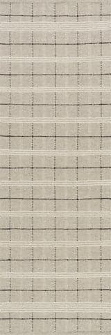 Isolated view of Grey Runner Downing Plaid Wool Rug by Nate Berkus, showcasing its design