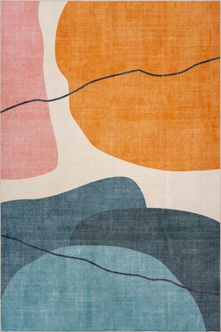 Isolated view of Multicolor Rectangle Benni Abstract Washable Rug, showcasing its design
