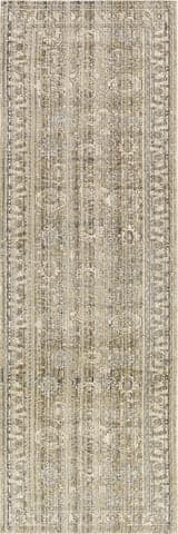 Isolated view of Light Grey Runner Kailani Indoor/Outdoor Washable Rug, showcasing its design