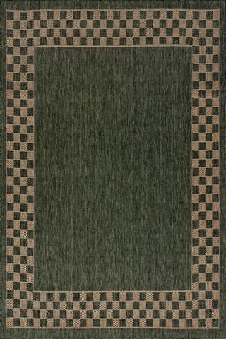 Isolated view of Green Rectangle Zyrah Modern Checkered Indoor/Outdoor Rug, showcasing its design