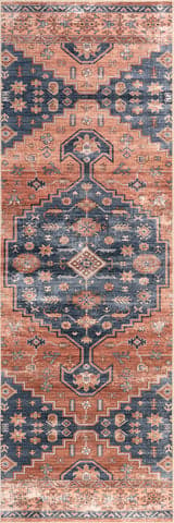 Isolated view of Brick Runner Daisy Spill Proof Washable Persian Rug, showcasing its design