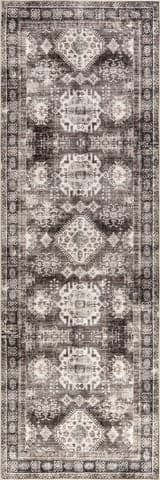 Isolated view of Charcoal Runner Antoinette Spill Proof Washable Rug, showcasing its design