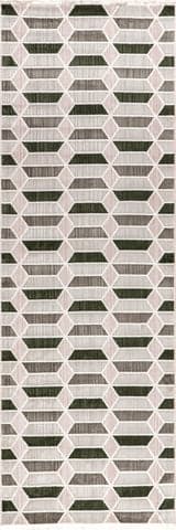 Isolated view of Light Grey Runner Alta Textured Trapezoid Rug, showcasing its design