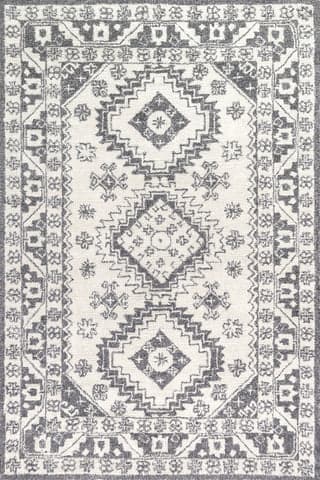 Isolated view of Grey Rectangle Rudie Traditional Bordered Rug, showcasing its design