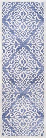 Isolated view of Blue Runner Wrought Iron Trellis Rug, showcasing its design
