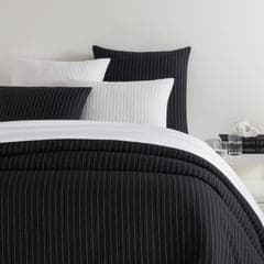 Chalk Stripe Matelasse Duvet Cover | Black