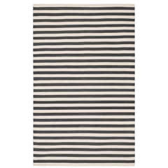 Ladder Stripe Handwoven Wool Rug | Black/Ivory