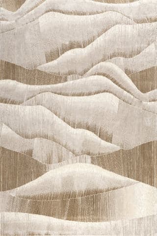 Isolated view of Cream Rectangle Pahad Abstract Plush Textured Washable Rug, showcasing its design