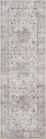 Isolated view of Grey Runner Clanese Oriental and Persian Washable Rug, showcasing its design