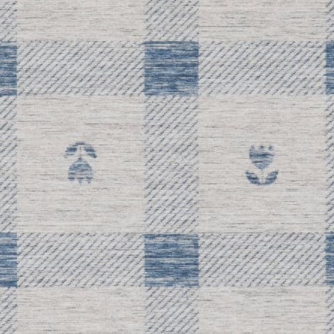 Gingham Machine Washable Rug Swatch | Blue