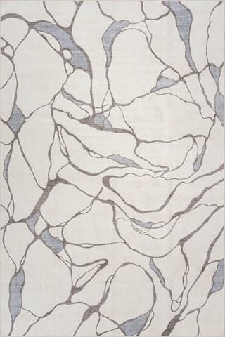 Isolated view of Ivory Rectangle Lenis Abstract Washable Rug, showcasing its design