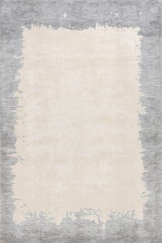 Isolated view of Ivory Rectangle Mera Bordered Rug, showcasing its design