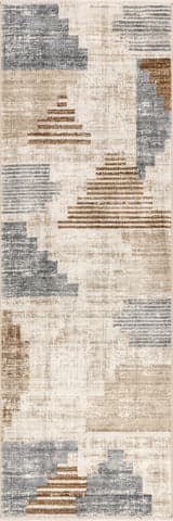 Isolated view of Beige Runner Tani Vintage Blocks Rug, showcasing its design