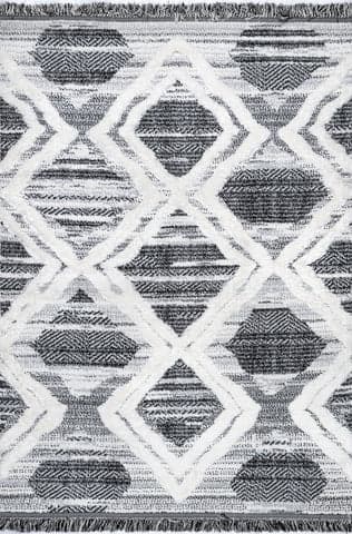 Isolated view of Grey Rectangle Wren Textured Trellis Rug, showcasing its design
