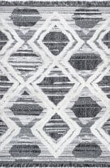 Isolated view of Grey Rectangle Wren Textured Trellis Rug, showcasing its design