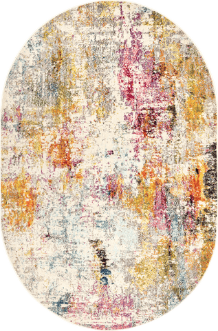 Isolated view of Multicolor Oval Clouded Impressionism Rug, showcasing its design