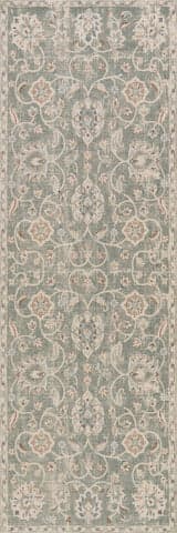 Isolated view of Green Runner Xavena Floral & Paisley Transitional Rug, showcasing its design