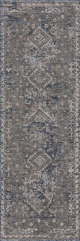 Isolated view of Navy Runner Solia Traditional Medallion Indoor/Outdoor Rug, showcasing its design