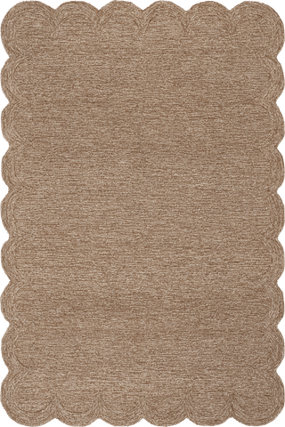 Isolated view of Tan Rectangle Broaun Solid Bordered Rug, showcasing its design