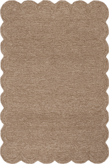 Isolated view of Tan Rectangle Broaun Solid Bordered Rug, showcasing its design