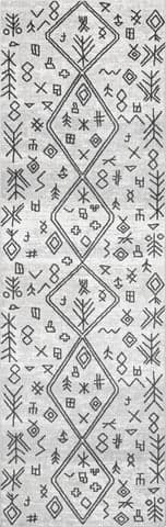 Isolated view of Grey Runner Nina Abstract Mural Washable Rug, showcasing its design