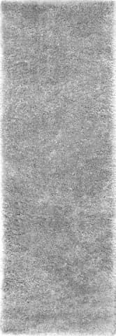 Isolated view of Silver Runner Solid Fluffy Rug, showcasing its design
