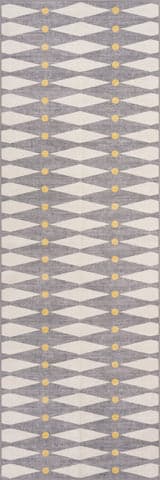 Isolated view of Grey Runner Vanu Diamond Washabe Rug, showcasing its design