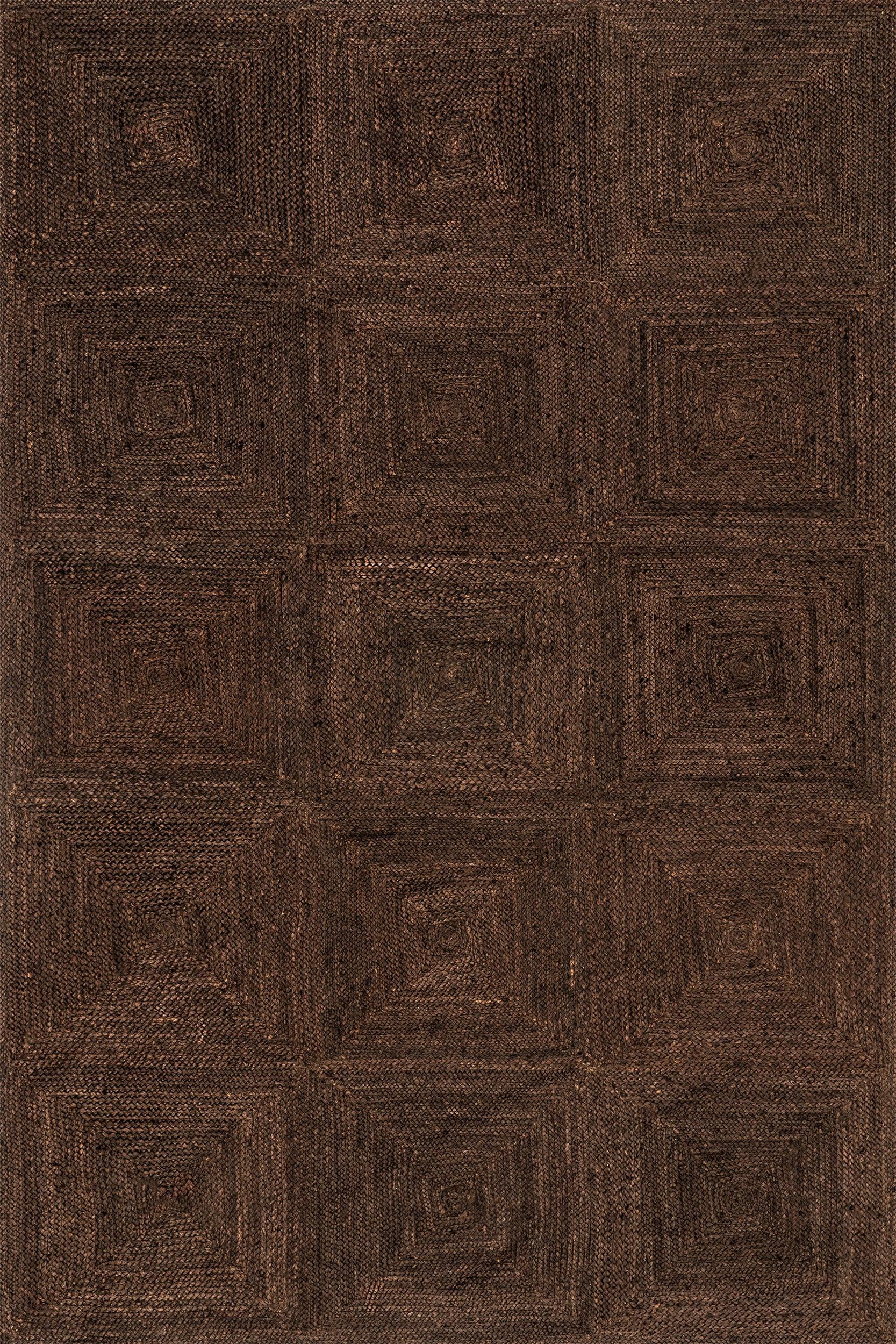 Juniper Jute Tiled Rug | Dark Brown