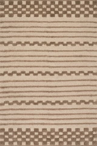 Isolated view of Brown Rectangle Nubi Bohemian Striped Hand Woven Rug, showcasing its design