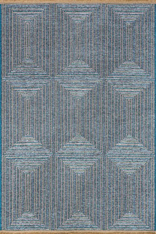 Isolated view of Blue Rectangle Kenna Geometric Rug, showcasing its design