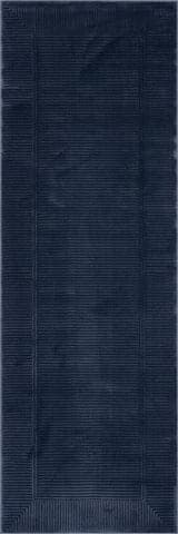 Isolated view of Blue Runner Tiera Bordered Plush Textured Washable Rug, showcasing its design