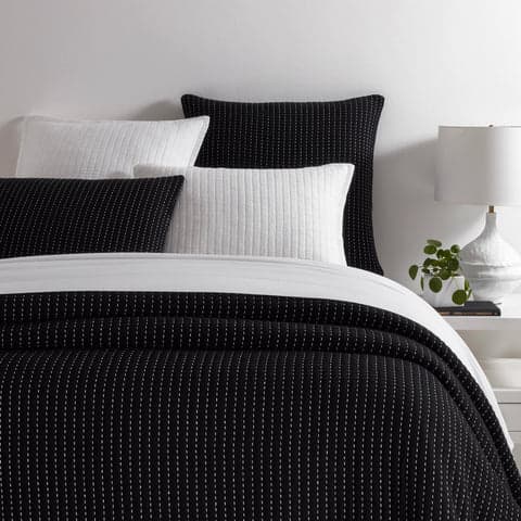 Pick Stitch Matelasse Coverlet | Black