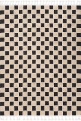 Isolated view of Beige Rectangle Byss Checkered Textured Rug, showcasing its design