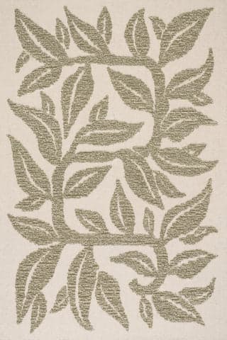 Isolated view of Green Rectangle Sage Bohemian Floral Wool Rug, showcasing its design