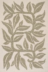 Isolated view of Green Rectangle Sage Bohemian Floral Wool Rug, showcasing its design
