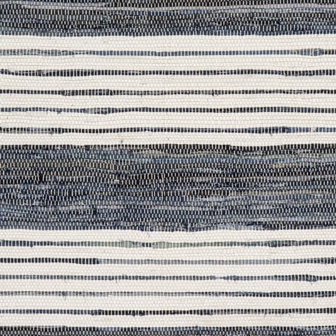Diora Denim Bohemian Striped Rug Swatch | White